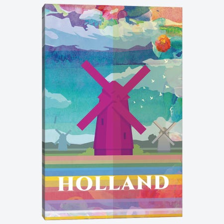 Holland Travel Poster Canvas Print #NRY37} by Natalie Ryan Canvas Art Print