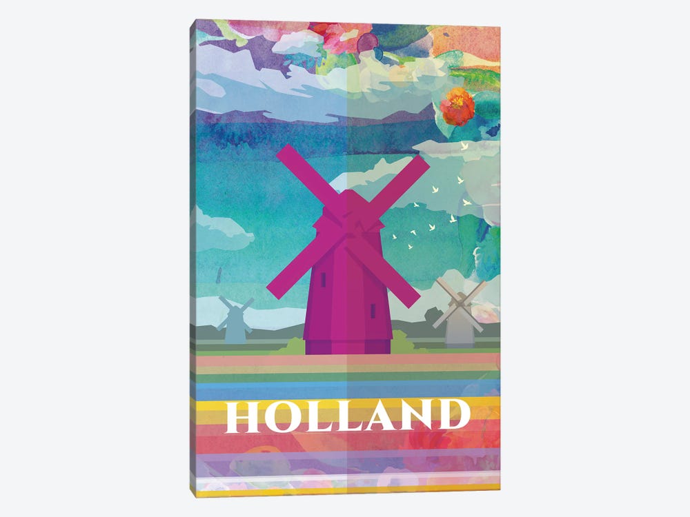 Holland Travel Poster by Natalie Ryan 1-piece Canvas Artwork