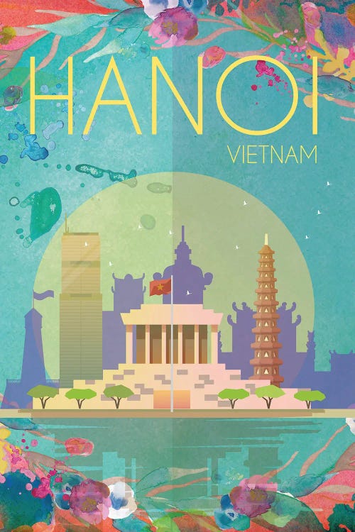 Hanoi Travel Poster by Natalie Ryan wall art