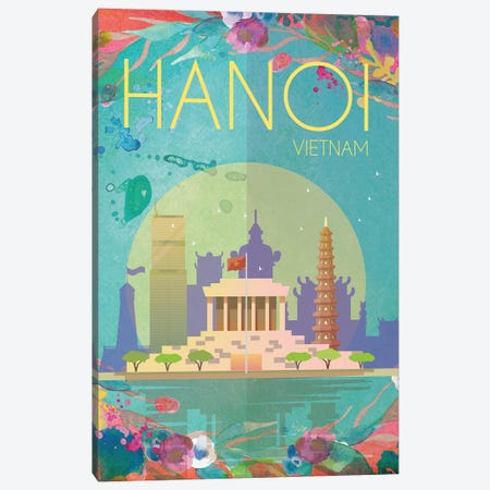 Hanoi Travel Poster Canvas Print #NRY38} by Natalie Ryan Canvas Wall Art