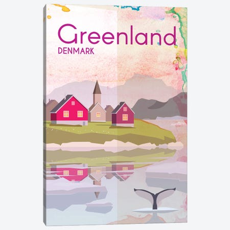 Greenland Travel Poster Canvas Print #NRY39} by Natalie Ryan Canvas Artwork