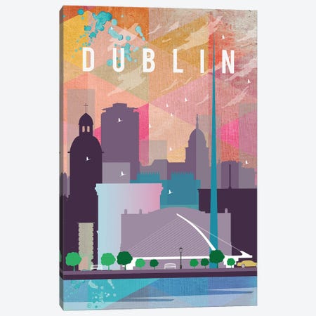 Dublin Travel Poster Canvas Print #NRY40} by Natalie Ryan Art Print