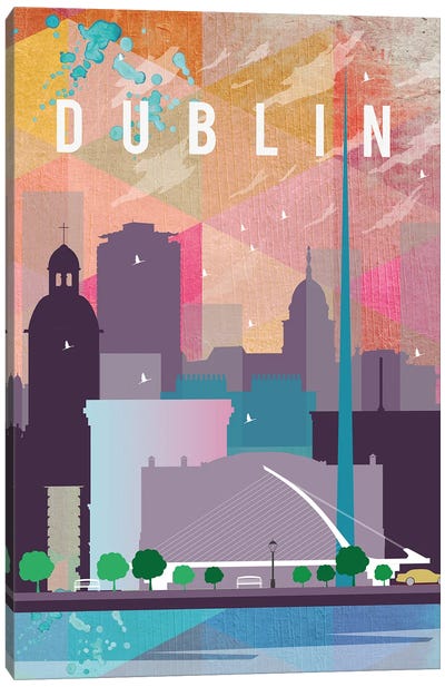 Dublin Travel Poster Canvas Art Print - Natalie Ryan