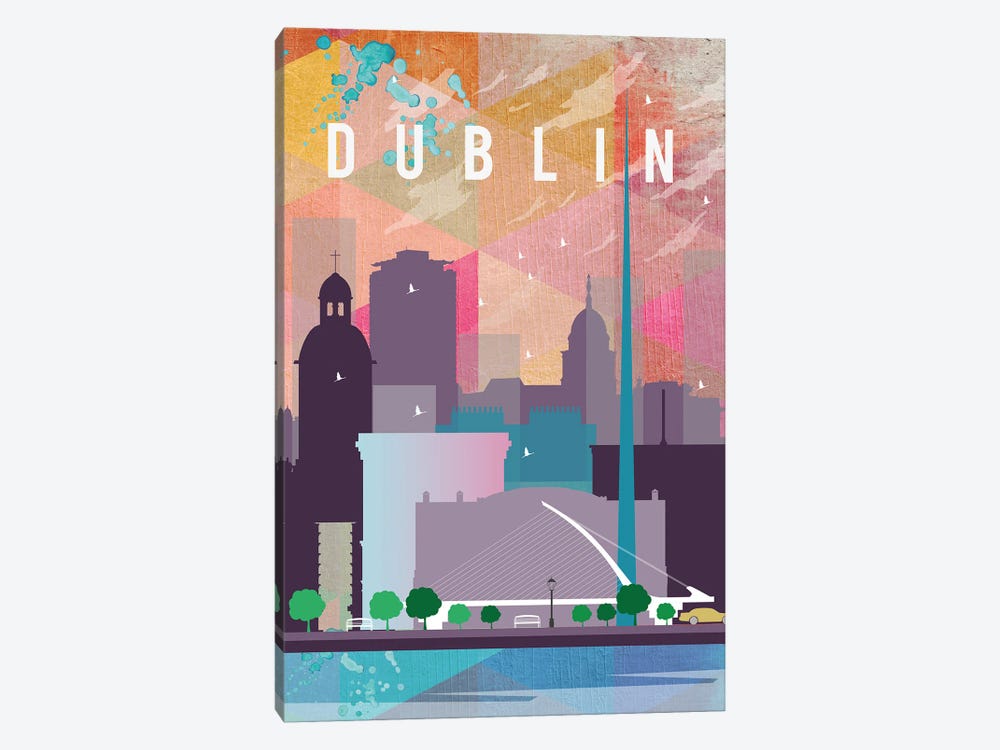 Dublin Travel Poster by Natalie Ryan 1-piece Canvas Artwork