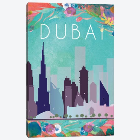 Dubai Travel Poster Canvas Print #NRY41} by Natalie Ryan Canvas Art Print