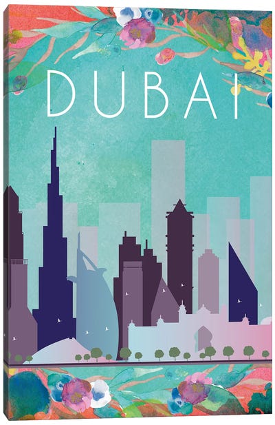 Dubai Travel Poster Canvas Art Print - Natalie Ryan