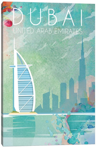 Dubai II Travel Poster Canvas Art Print - United Arab Emirates Art