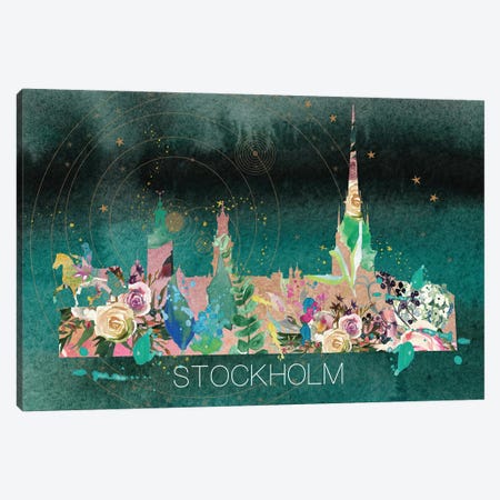 Stockholm Skyline Canvas Print #NRY46} by Natalie Ryan Canvas Art