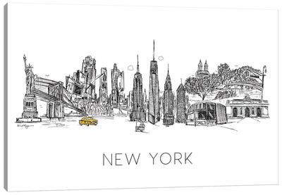 New York Skyline Canvas Art Print - Statue of Liberty Art