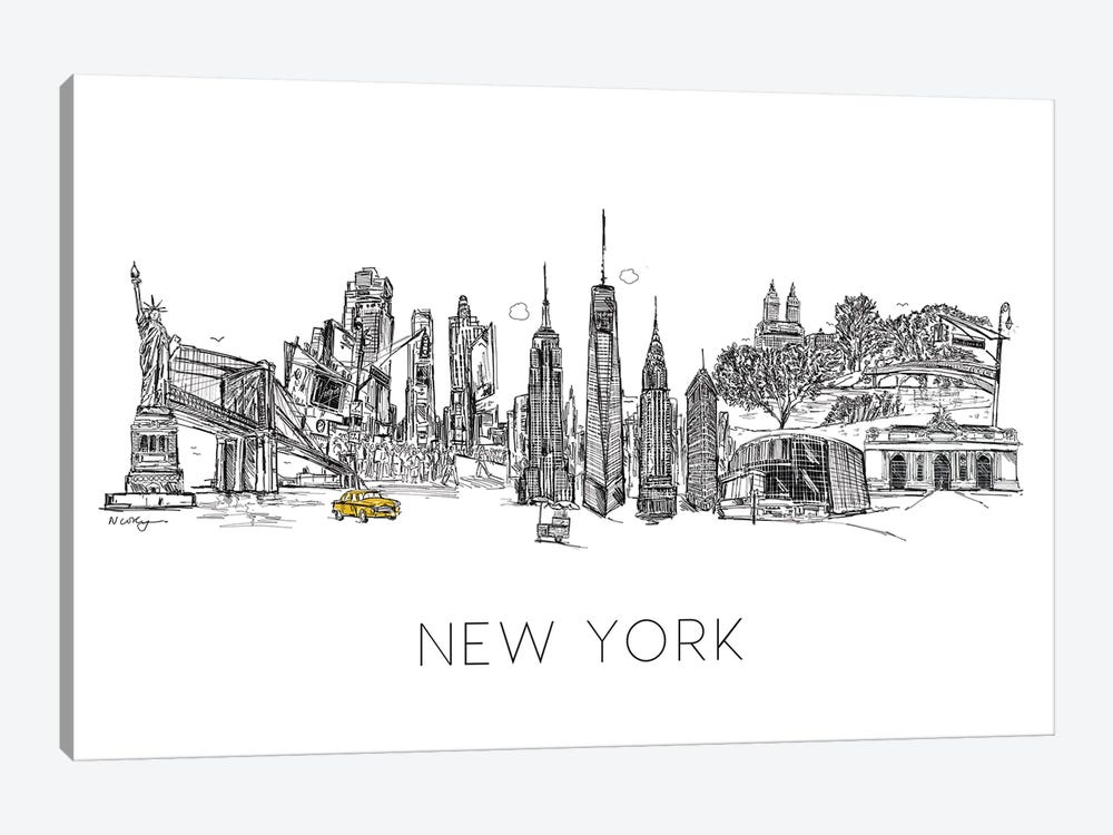 New York Skyline by Natalie Ryan 1-piece Canvas Art Print