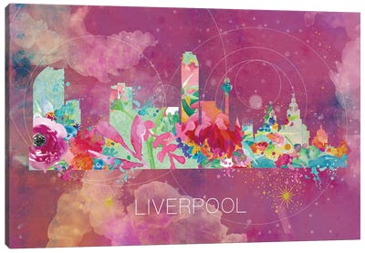 Liverpool Skyline Canvas Art Print - Green Art