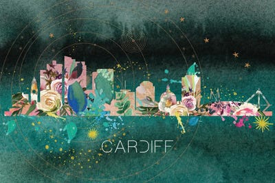 Cardiff Skyline by Natalie Ryan framed wall art