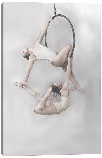 Two Girls On A Hoop Canvas Art Print - Gymnastics