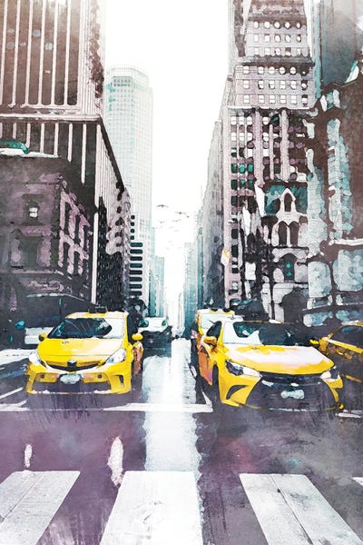 New York Taxi Travel Poster by Natalie Ryan acrylic art print