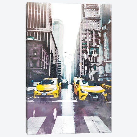 New York Taxi Travel Poster Canvas Print #NRY62} by Natalie Ryan Art Print