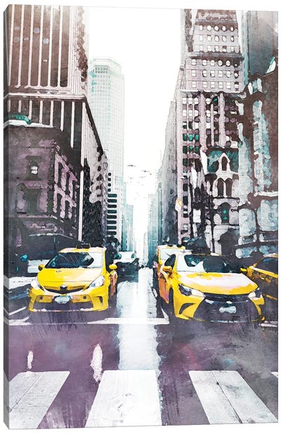 New York Taxi Travel Poster Canvas Art Print - Natalie Ryan