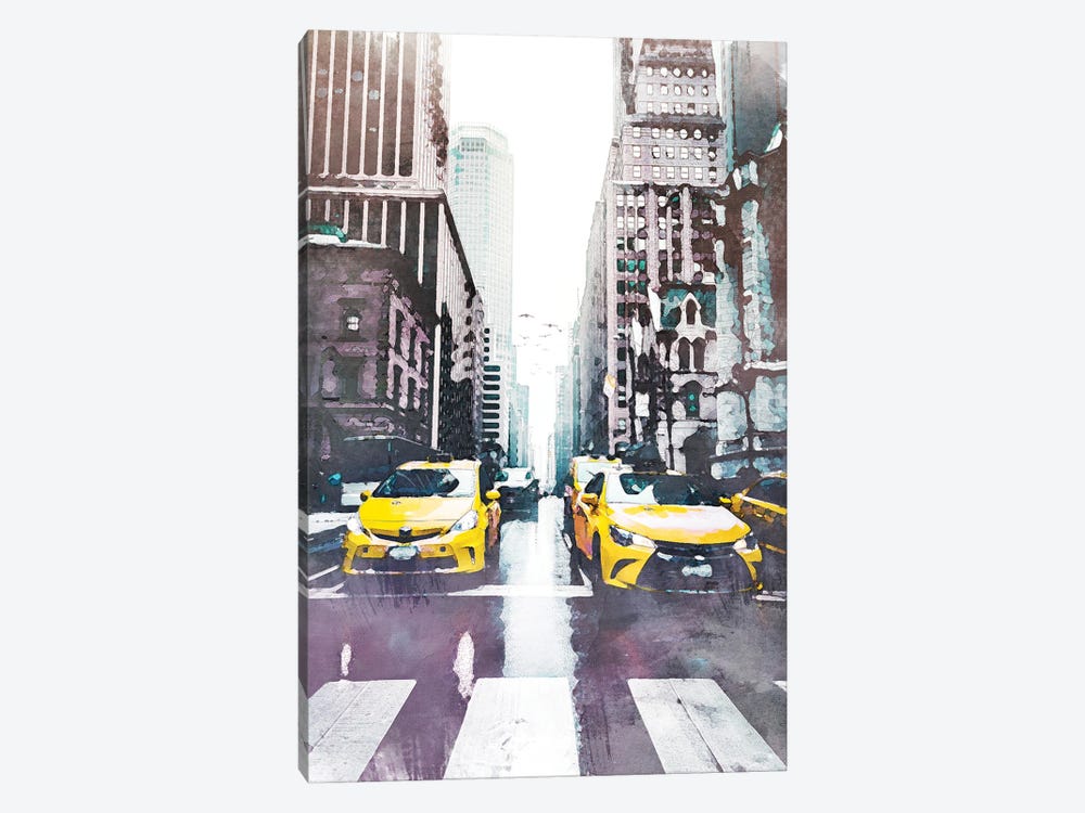 New York Taxi Travel Poster by Natalie Ryan 1-piece Canvas Art