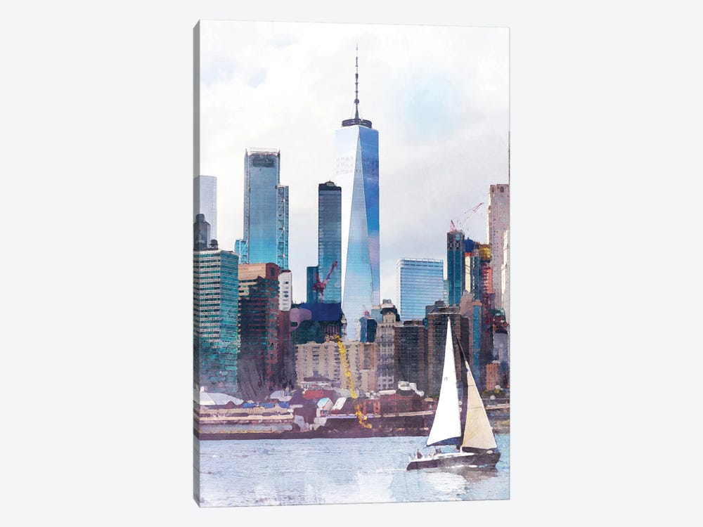 New York Sail Boat Travel Poster by Natalie Ryan 1-piece Canvas Art Print