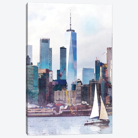 New York Sail Boat Travel Poster Canvas Print #NRY67} by Natalie Ryan Canvas Art