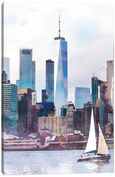 New York Sail Boat Travel Poster Canvas Art Print - New York City Skylines