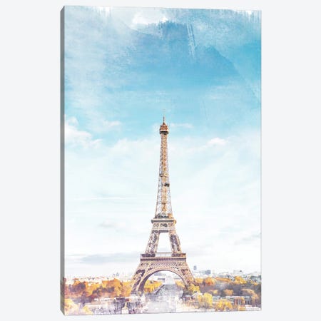 I Love Paris Travel Poster Canvas Print #NRY68} by Natalie Ryan Canvas Print