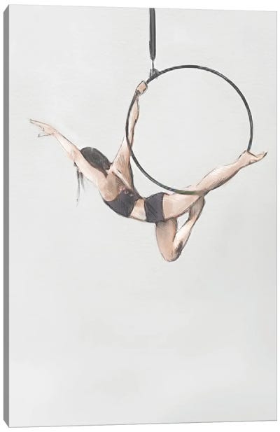 Ariel Girl On A Hoop Canvas Art Print - Gymnastics