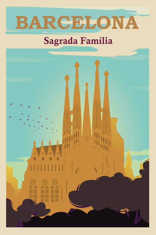 Barcelona Sagrada Familia Travel Poster