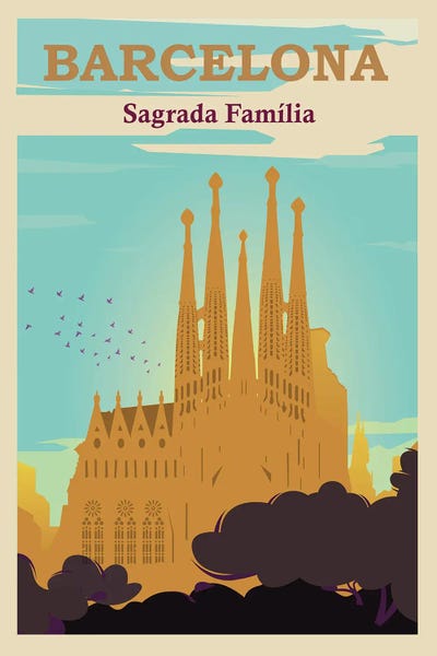 La Sagrada Familia: Barcelona Sagrada Familia Travel Poster by Natalie Ryan