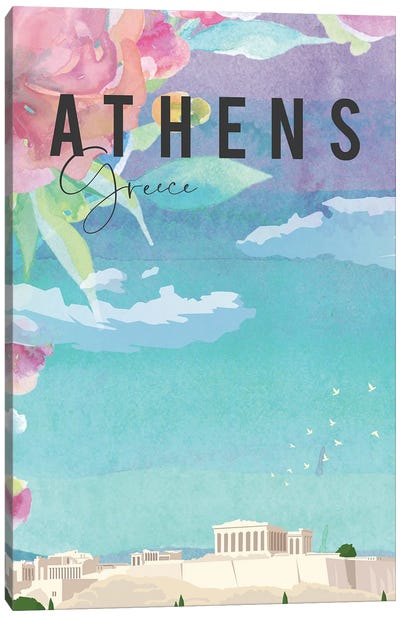 Thens Travel Poster Canvas Art Print - Athens Art
