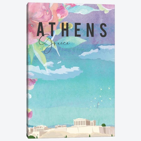 Thens Travel Poster Canvas Print #NRY75} by Natalie Ryan Art Print