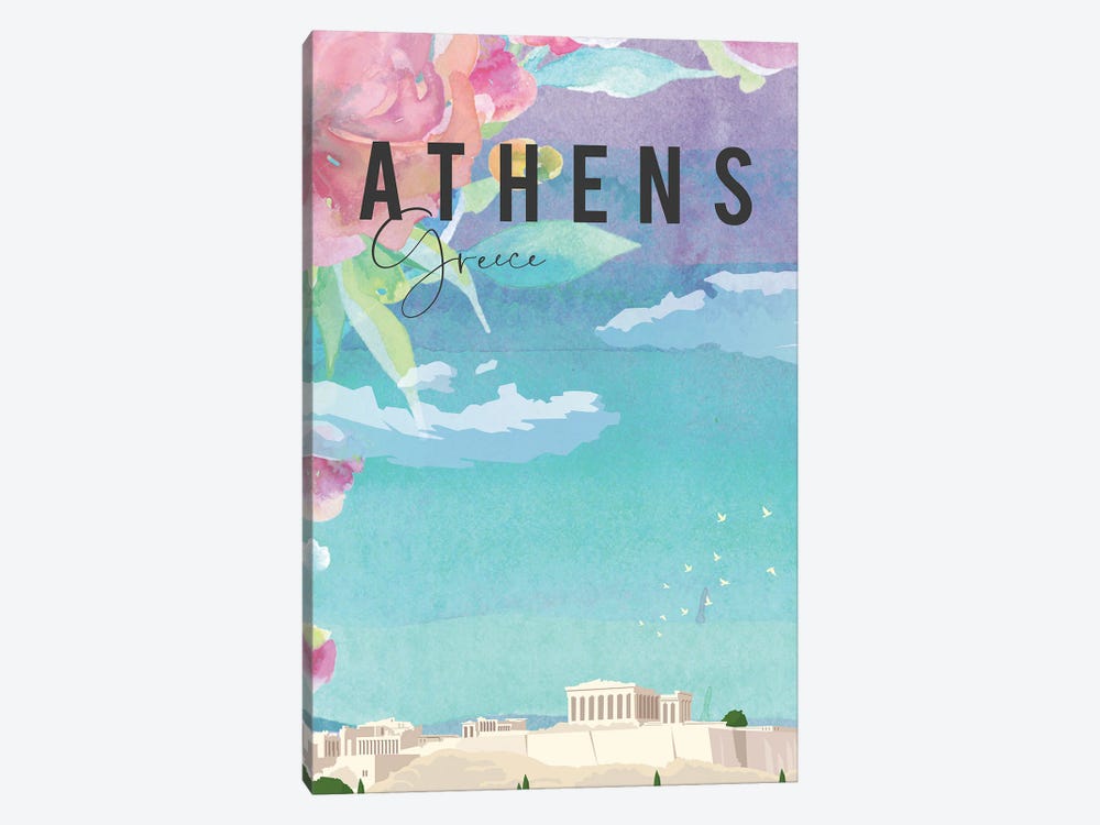 Thens Travel Poster by Natalie Ryan 1-piece Canvas Wall Art