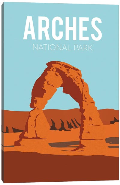 Arches Travel Poster Canvas Art Print - Delicate Arch