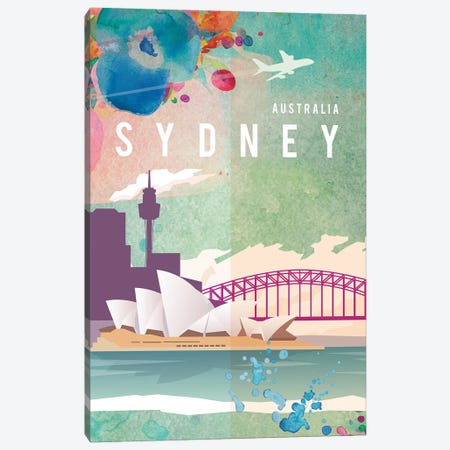 Sydney Travel Poster Canvas Print #NRY7} by Natalie Ryan Art Print