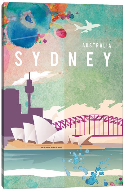 Sydney Travel Poster Canvas Art Print - Oceania Art
