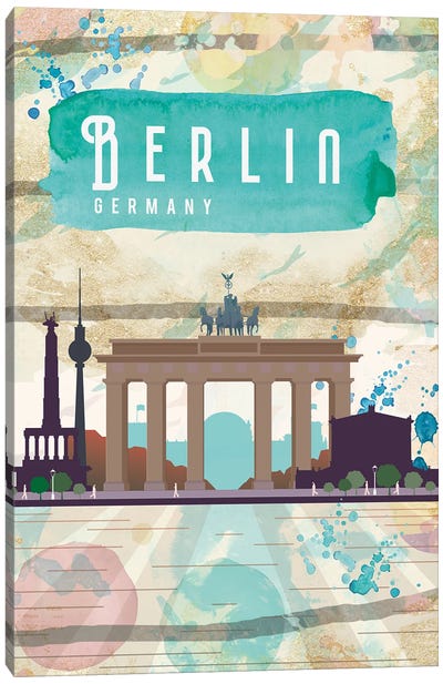 Berlin Travel Poster Canvas Art Print - Column Art