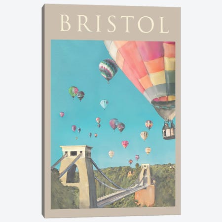 Bristol Travel Poster Canvas Print #NRY84} by Natalie Ryan Canvas Wall Art