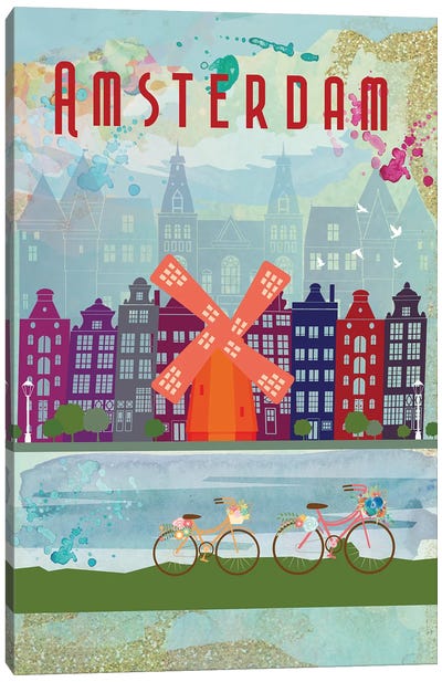 Amsterdam Travel Poster Canvas Art Print - Natalie Ryan