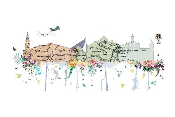 Natalie Ryan: Valencia Collage Skyline by Natalie Ryan