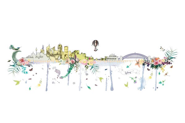 Natalie Ryan: Sydney Collage Skyline by Natalie Ryan