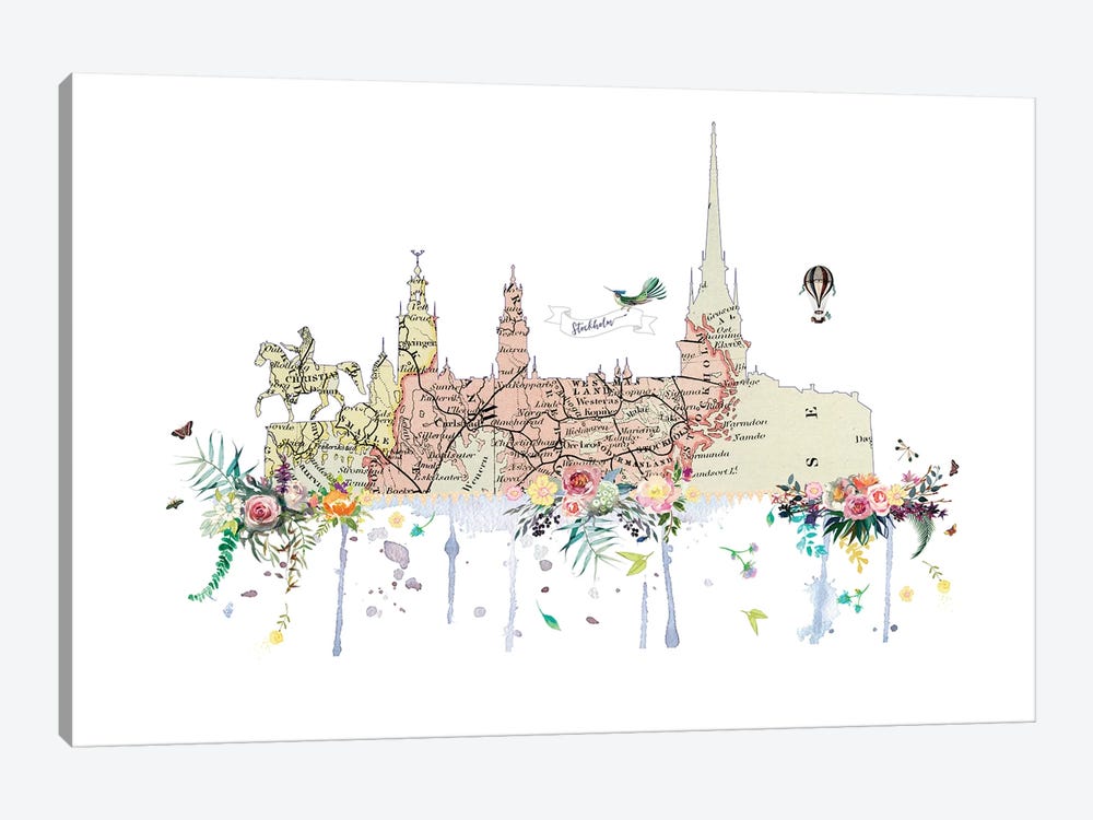 Stockholm Collage Skyline by Natalie Ryan 1-piece Canvas Wall Art