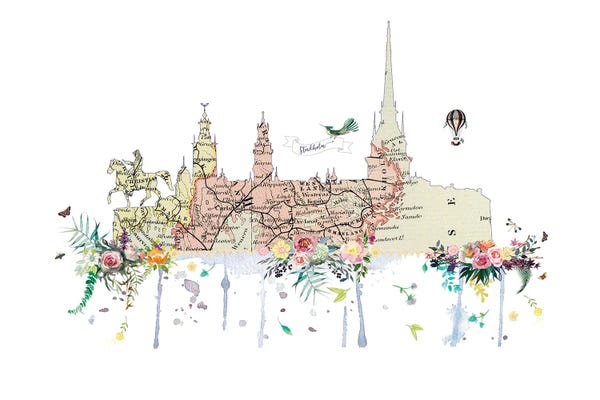 Natalie Ryan: Stockholm Collage Skyline by Natalie Ryan