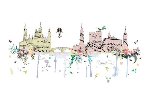 Latin Décor: Saragossa Collage Skyline by Natalie Ryan