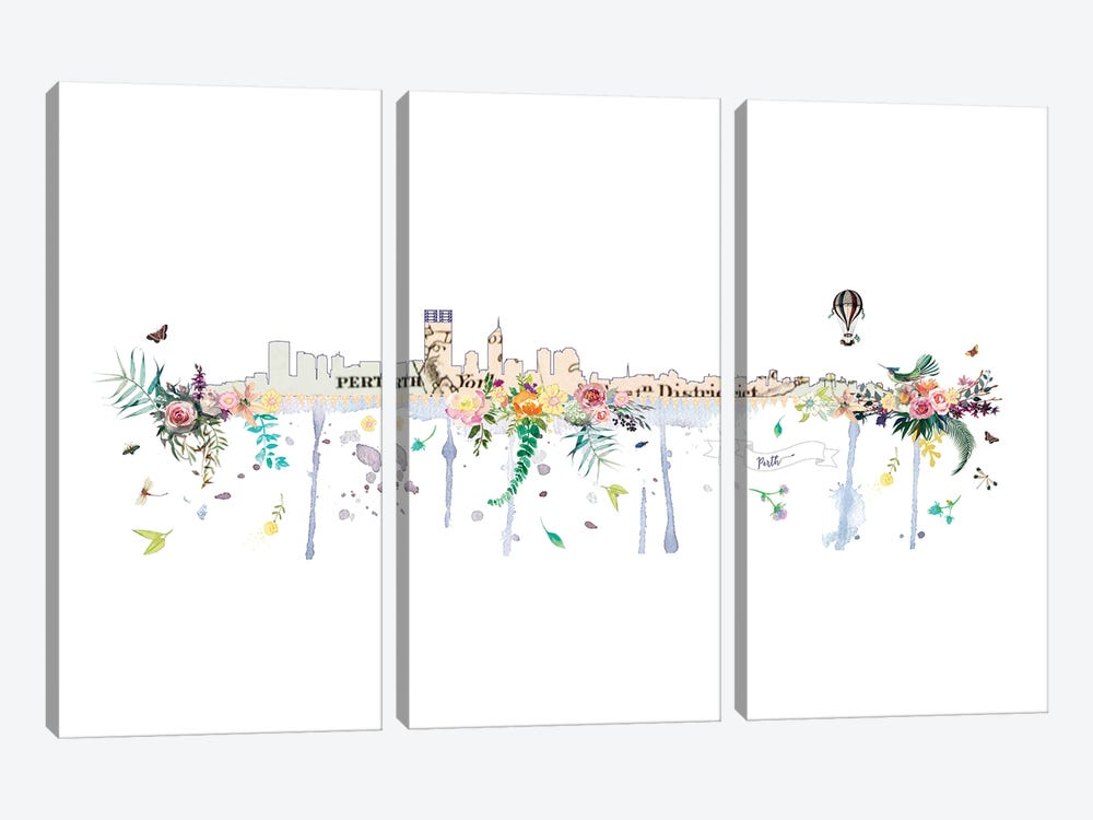 Perth Collage Skyline by Natalie Ryan 3-piece Art Print