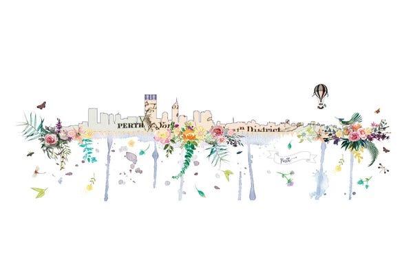 Natalie Ryan: Perth Collage Skyline by Natalie Ryan