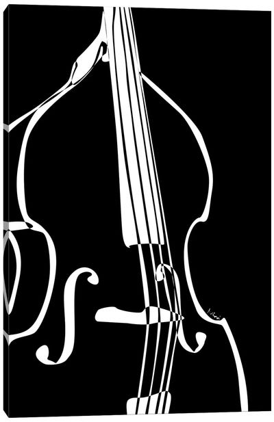 Double Bass Black Canvas Art Print - Cello Art