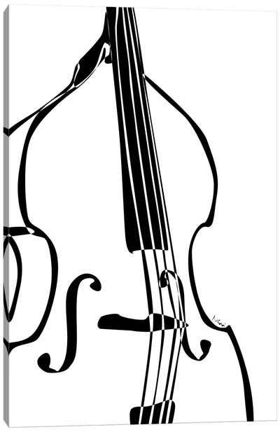 Double Bass White Canvas Art Print - Cello Art