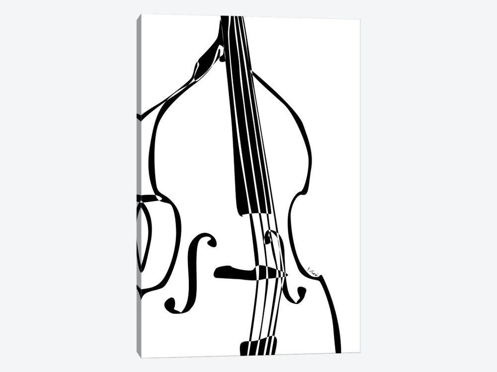 Double Bass White by Nisse Corona 1-piece Canvas Artwork