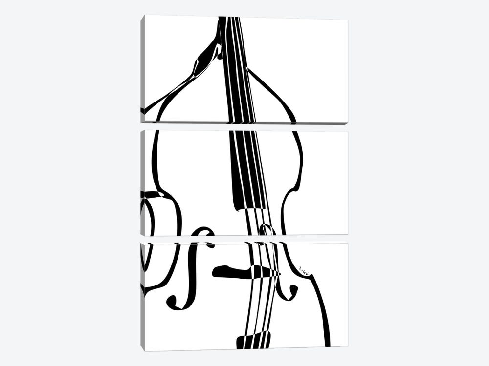 Double Bass White by Nisse Corona 3-piece Canvas Artwork