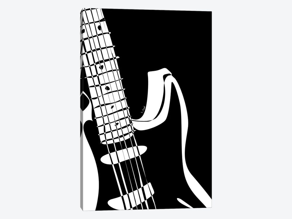 Electric Guitar Black by Nisse Corona 1-piece Canvas Wall Art
