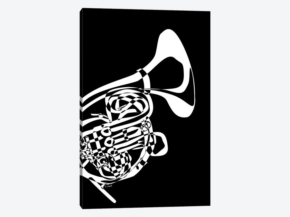 French Horn Black by Nisse Corona 1-piece Canvas Art Print